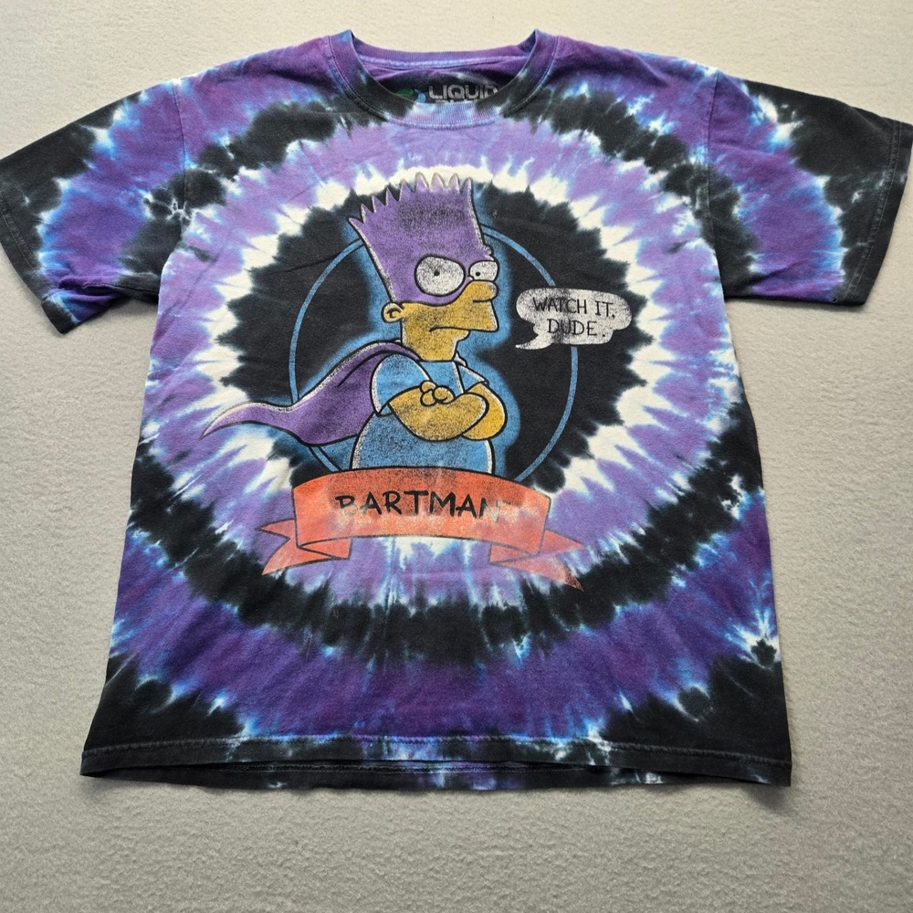 Liquid Blue The Simpsons Bartman Tie Dye T-Shirt Mens Small Purple Black Graphic - Picture 2 of 6